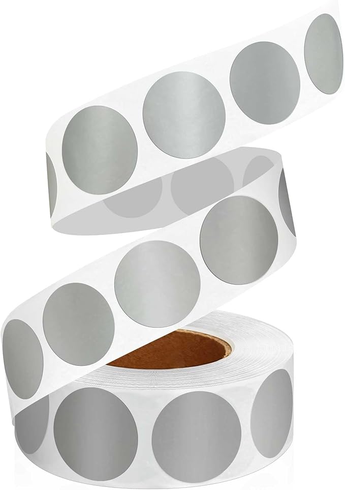 0.75 Inch Multi - Purpose Removable Labels,1000 PCS 3/4" Silver Stickers for Classroom, Papers, Market, Price Tags, and Library Book Labels. Non - Printable Round Colored Dots