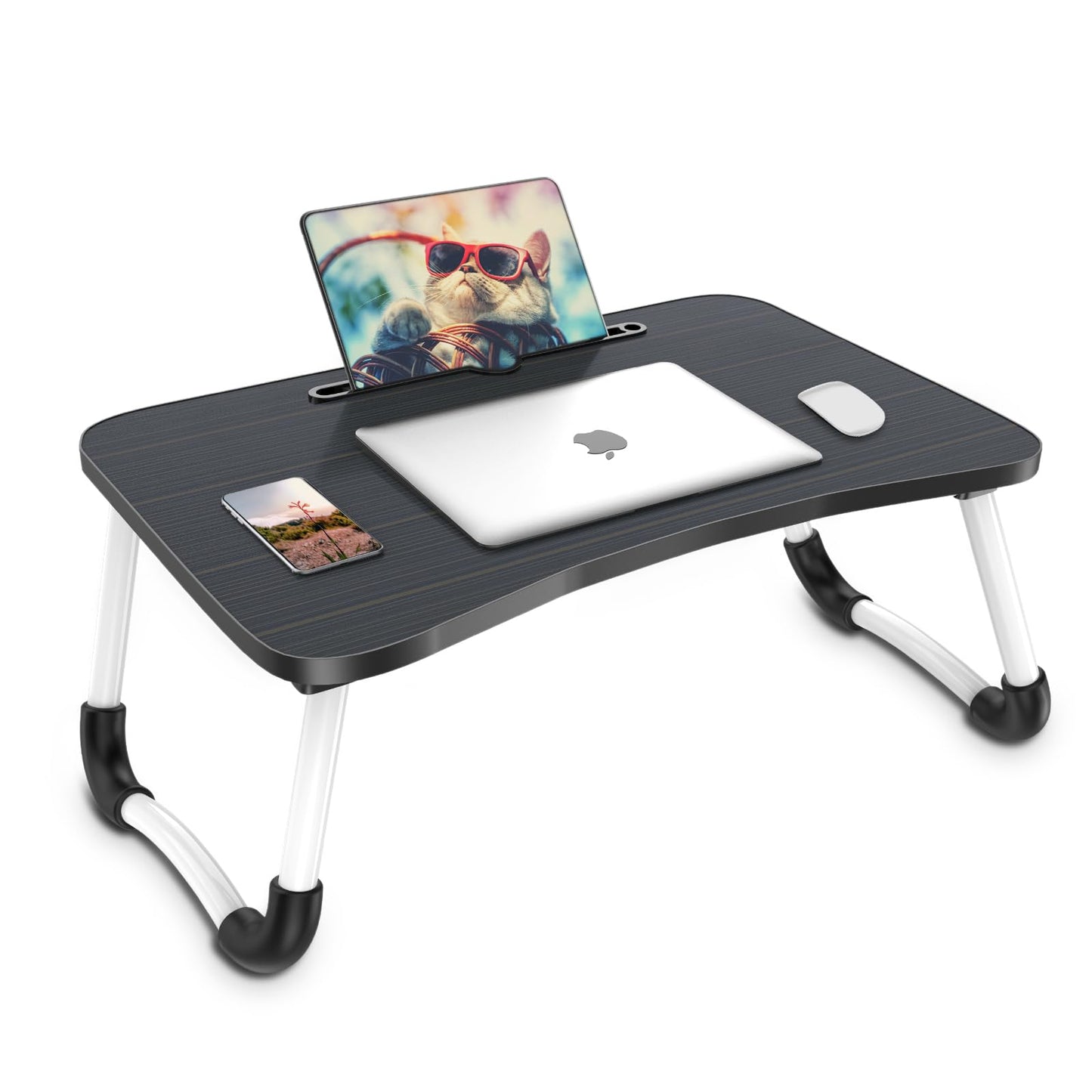 Zapuno Laptop Bed Desk, Foldable Laptop Tray Table with Tablet Slot, Lapdesk Laptop Stand for Bed Portable Standing Table for Bed Couch Floor