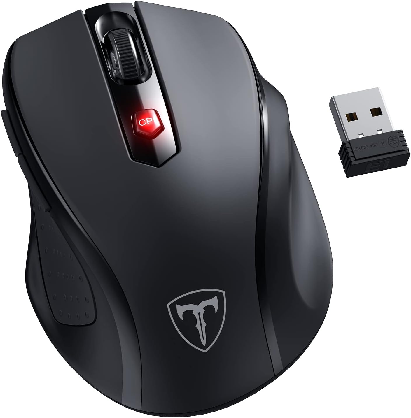 HOTWEEMS Wireless Mouse  D-09 Computer Mouse USB Cordless Mice for Laptop  Ergo Grips  Lightspeed 5-Level 2400 DPI  16 Months Battery  Portable for PC Mac Chromebook (Black)-Used