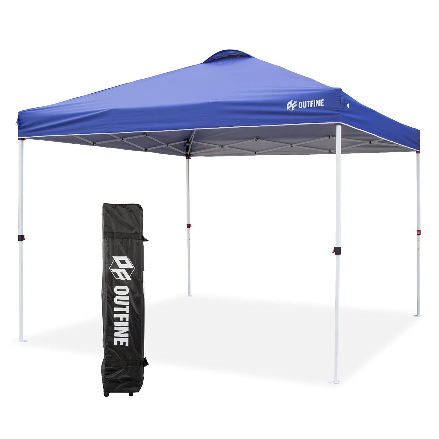 OUTFINE Pop-up Canopy 10x10 Patio Tent Instant Gazebo Canopy with Wheeled Bag,Canopy Sandbags x4,Tent Stakesx8 (Blue, 10 * 10FT)