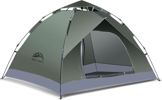 Happy Travel 1/2/3/4 Person Camping Tent, Instant Easy Pop Up Tents for Camping,Automatic Waterproof Family Camping Tent, ...