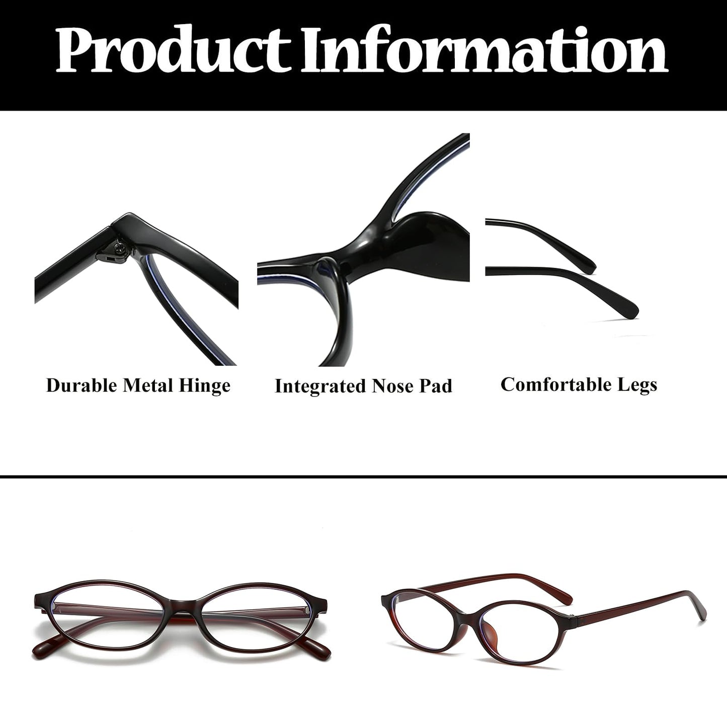 Ljczka Oval Blue Light Blocking Glasses For Women Men Retro Small Oval Frame Y2K Cat Eye Computer Eyeglasses Clear Lens (Dark Br