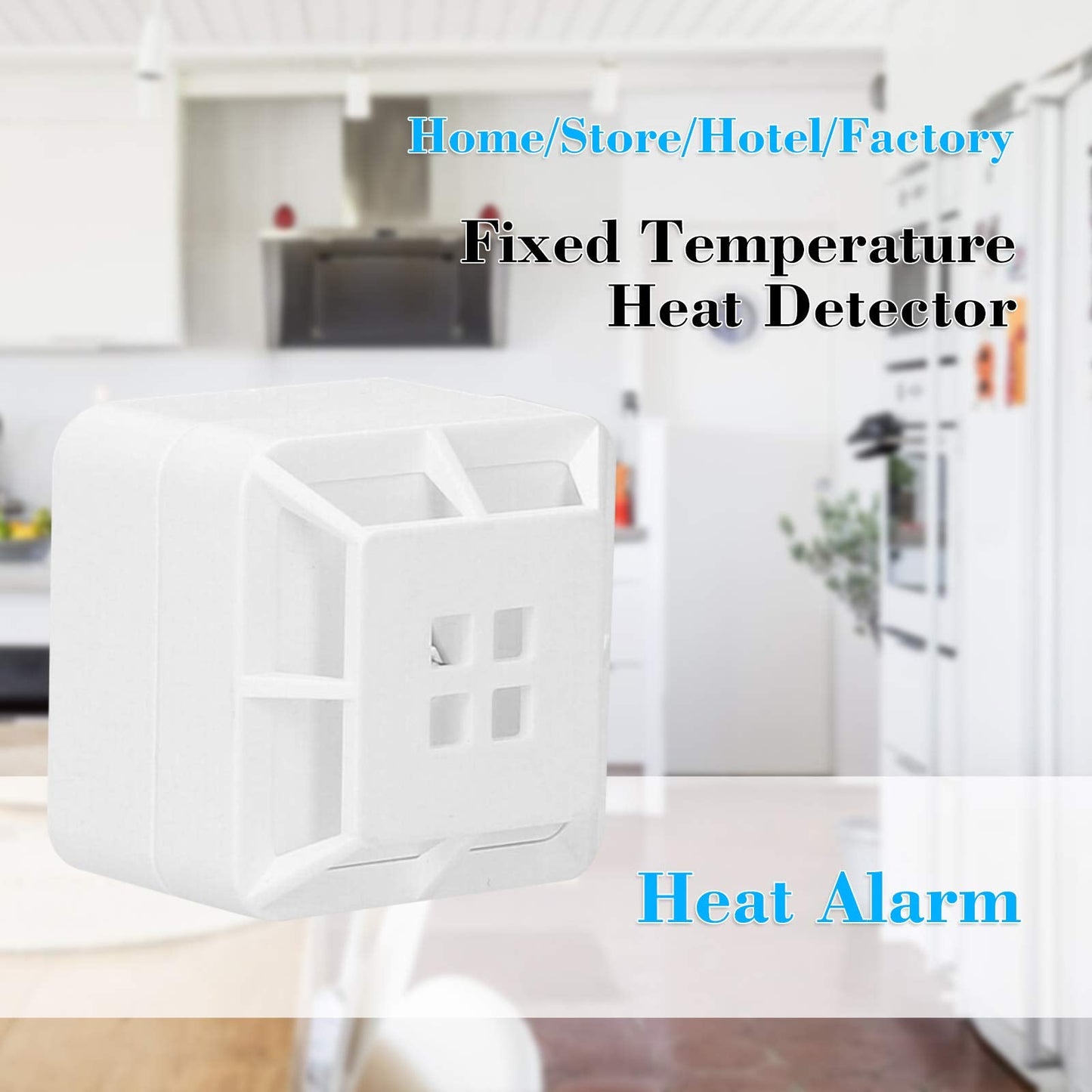 Splenssy Heat Alarm Heat Detector, Fixed Point Thermal Alarm, A1 Level, Alarm Temperature 55°C-65°C, Battery Powered, 85dB Alarm Sound for Home Kitchen Garage Boiler Houses