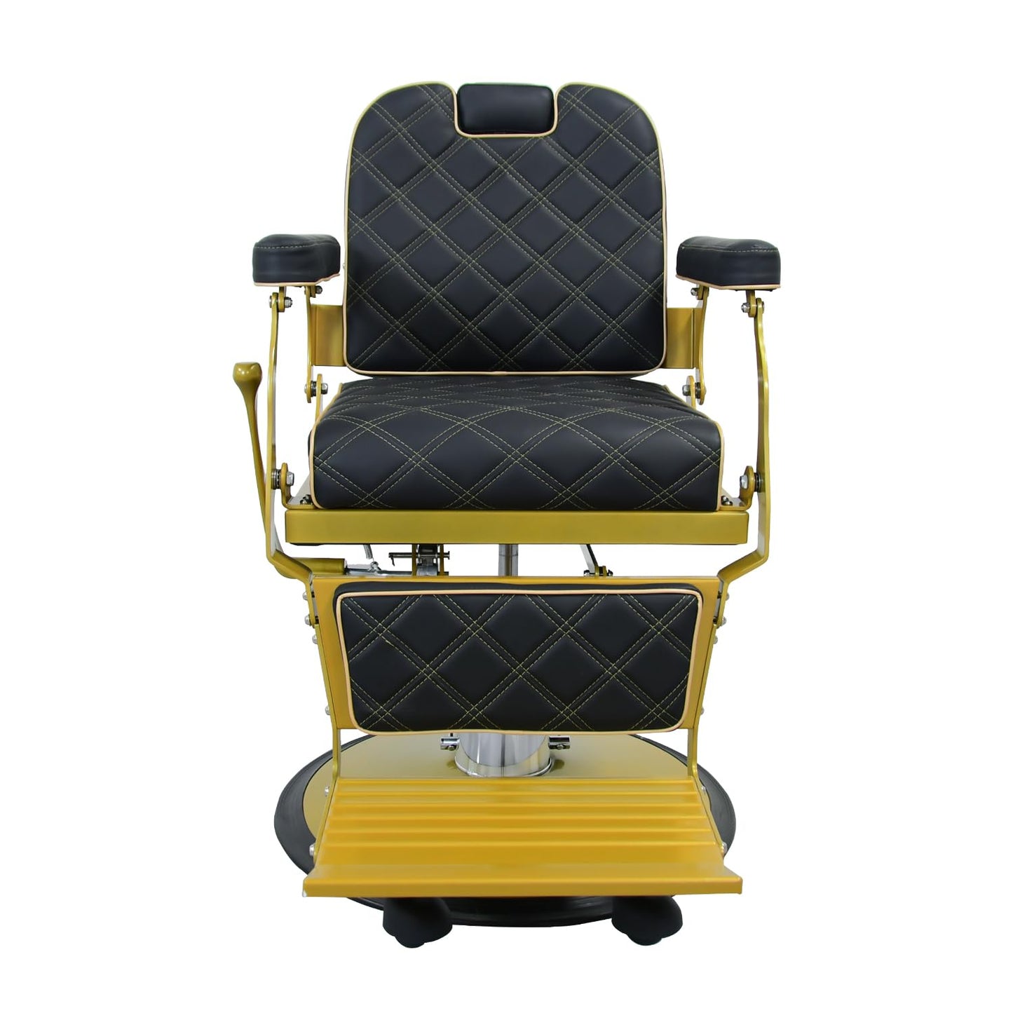 Lilfurni Heavy Duty Vintage Barber Chair，Hydraulic Salon Chair with Headrest for Hairdressers Heavy Tattoo Shampoo Beauty Salon Equipment(Golden)