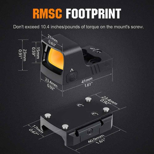 ohhunt RD U1 3 MOA Red Dot Sight for RMSc Footprint and Picatinny Mount 1X21X15mm Micro Shake Awake Red Reflex Sight 10 Brightness Levels