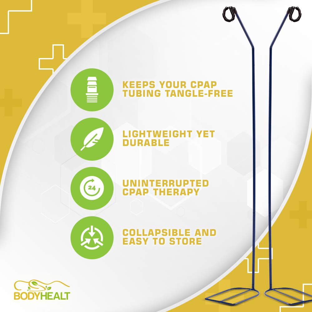 BodyHealt CPAP Hose Holder for Bed - Tangle Free CPAP Hose Hanger for CPAP Machine. Portable Travel CPAP Tube Holder with Bag & Adjustable Swivel Arm to Prevent Blockage Bedside CPAP Hook for Sleeping