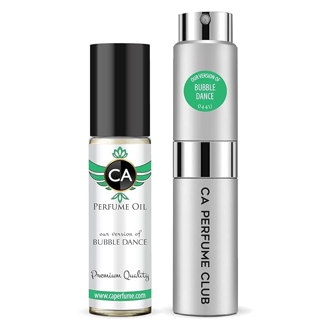 CA Perfume Duo Impression of Bubble Dance For Women And Men Perfume Layering Set Long Lasting Travel Size EDP + Body Oil Roll-On Bottle 0.27 Fl Oz+0.33 Fl Oz