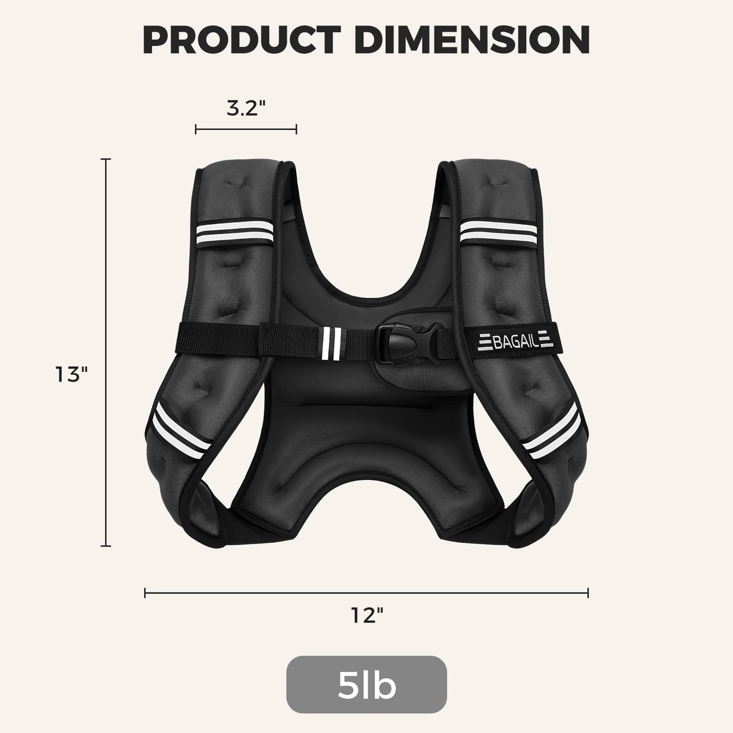 BAGAIL Weighted Vest, 5lb/8lb/10lb/12lb/15lb/20lb/25lb/30lb Weight Vest for Walking & Weight Loss, Reflective Rucking Vest with Phone Pouch for Women & Men, Home Gym & Outdoor Training