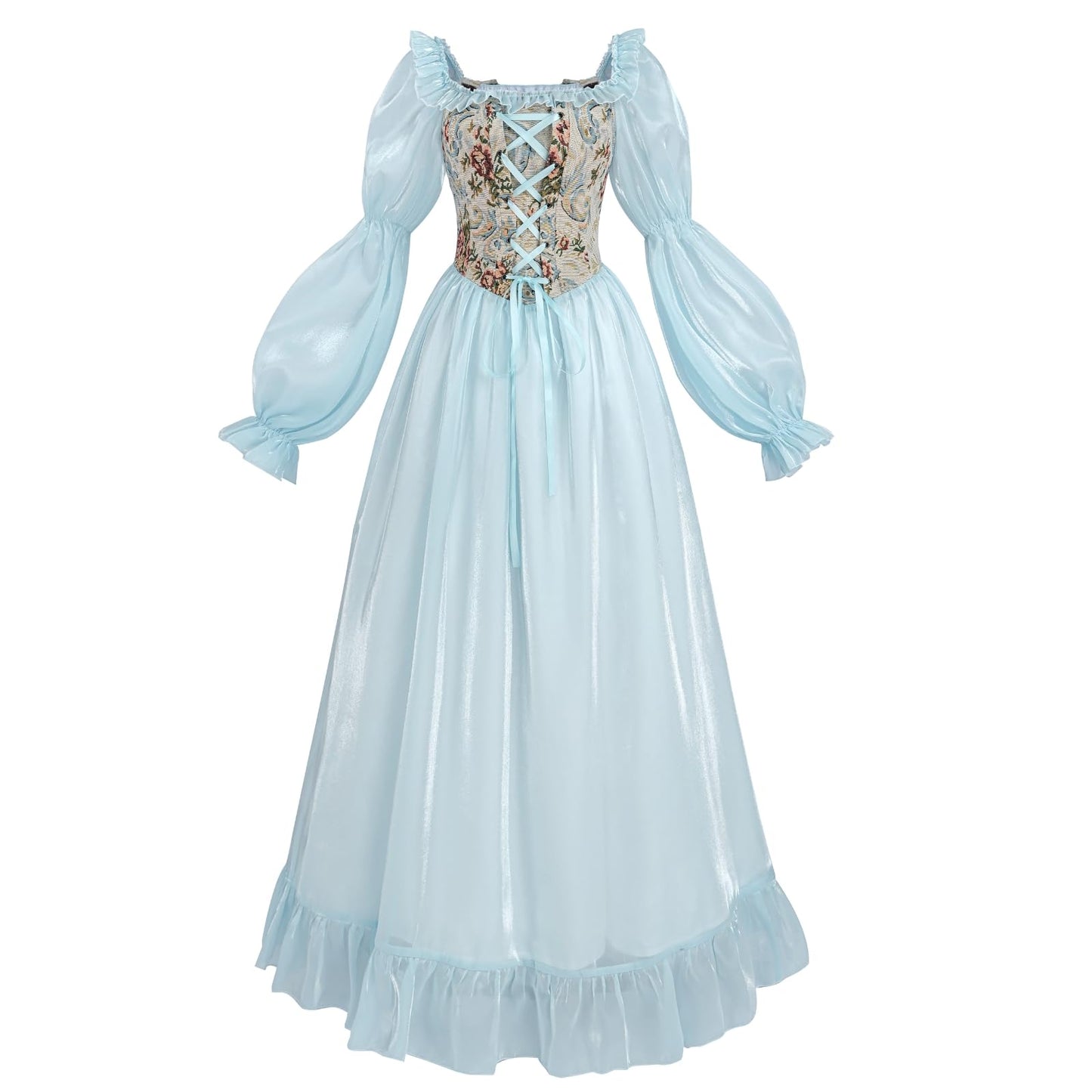 NSPSTT White Renaissance Dress Women Fairy Dress Victorian Medieval Costume, Fairy Blue, S