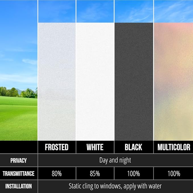 GORILLA GUARD Two Way Sun Blocking Window Privacy Film, 29.5" x 78.7", Strong Static Clings to Glass Windows, Peel and Stick, Removable No Residue Stickers, Decorative Bathroom Door Coverings, Rainbow