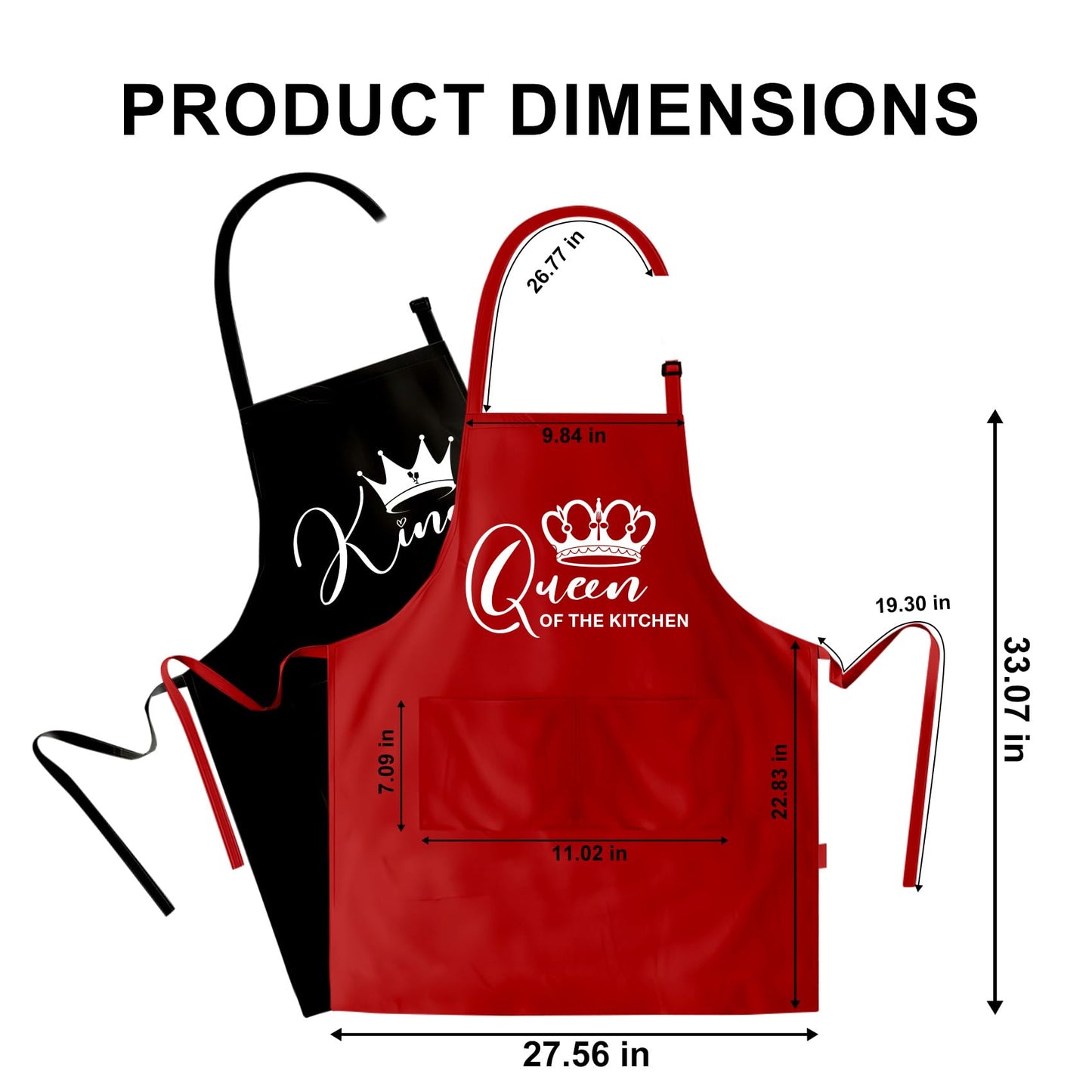 OARSE King Queen Apron Set Couple Aprons for Valentine's Day gifts His and Her Aprons for Couples