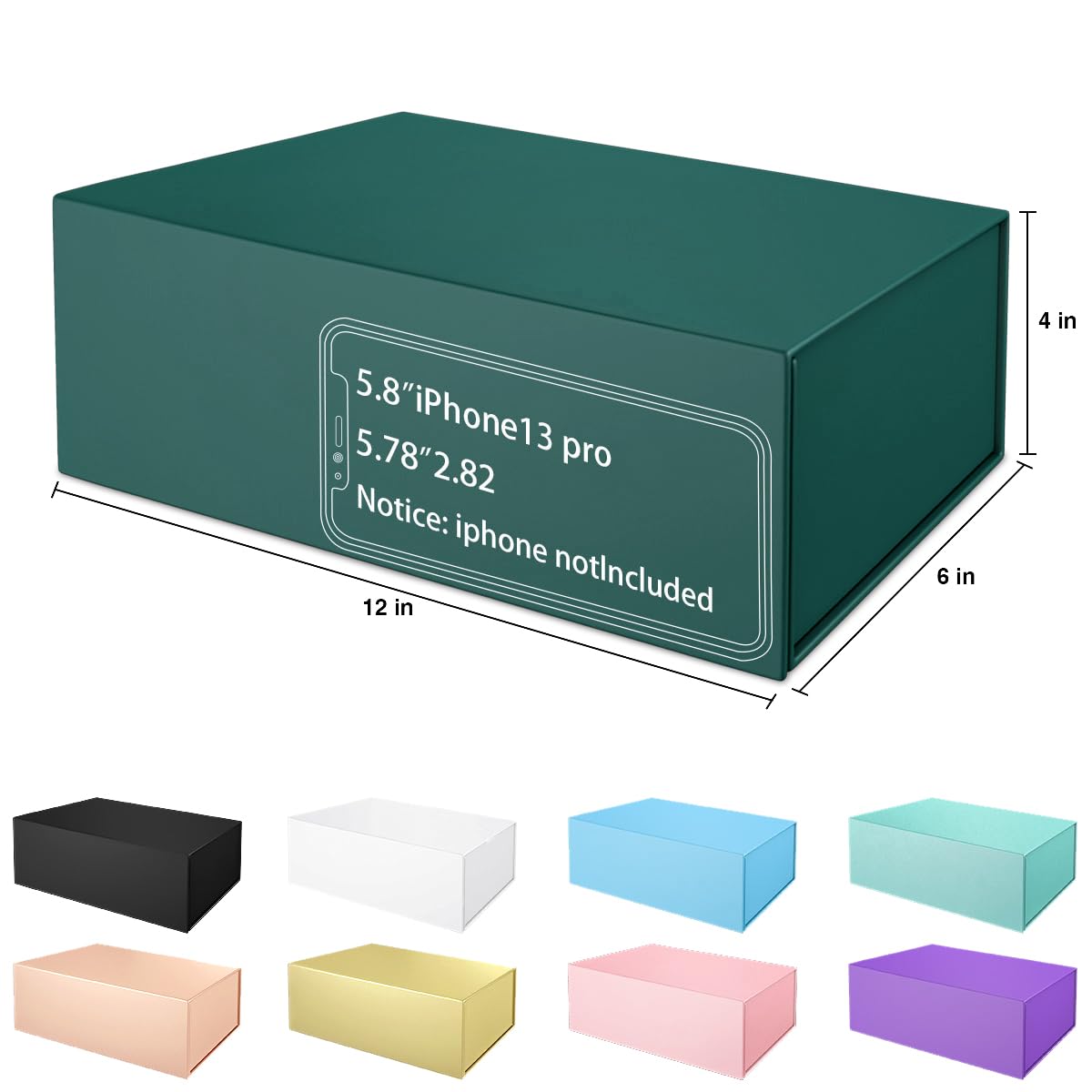 Green Gift Boxes 12" x 6" x 4" with Magnetic Closure Lid Gift Boxes for Presents,Bridesmaid Gifts Box,Cute Box,Birthday Gift box,Luxury for Gift Packaging, Magnetic Gift Box for Wrapping Gifts
