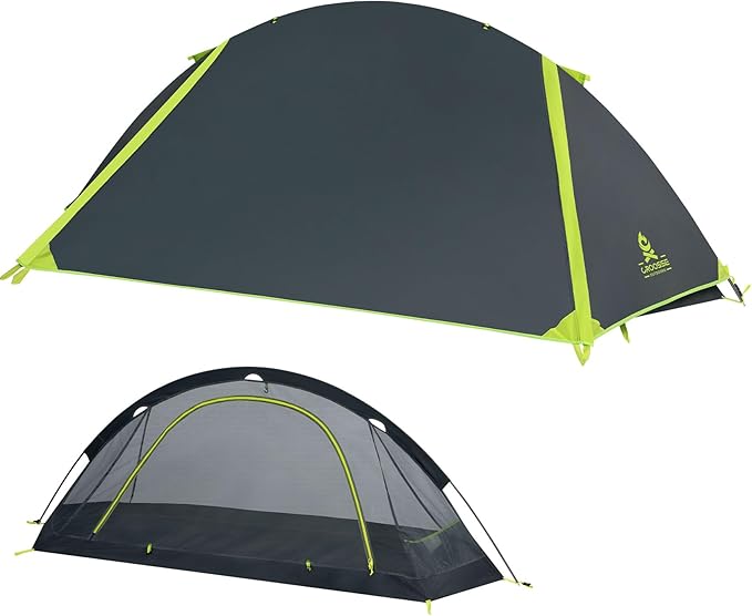 1 Person Backpacking Tent for Camping – Waterproof Windproof Camping Tents, Lightweight Single Pole Tent for Motorcycle, H...