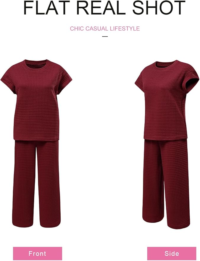 SHEWIN Womens Two Piece Fall Outfits Sweatsuits Casual Pullover Tops and Wide Leg Sweatpant Lounge Sets