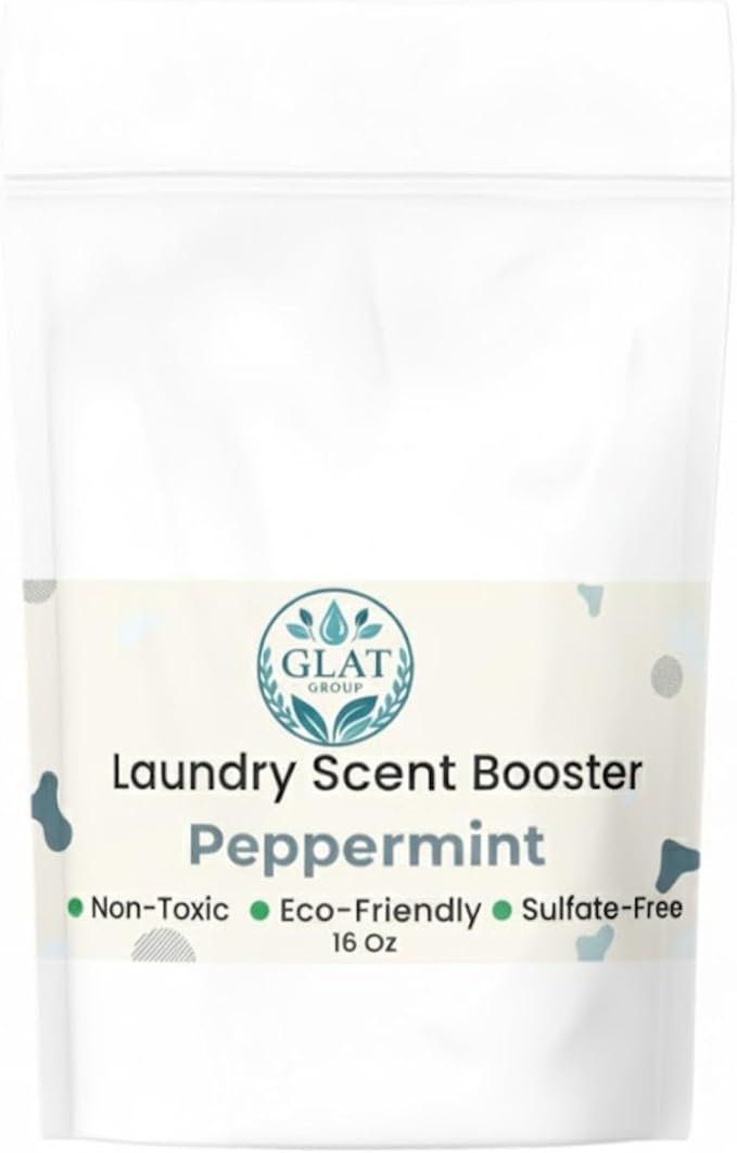 Plant-Based Laundry Scent Booster (Powder) - Peppermint | Invigorating Odor Eliminator, No Residue | Hypoallergenic for Sensitive Skin, Eco-Friendly, Non-Toxic Fabric Freshener | 16 Oz
