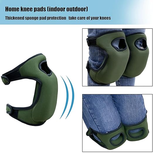 Knee Pads for Gardening - 1.5+1.5cm Dual-Layer Gel-Foam, Non-Slip, Waterproof & Breathable for Joint Support | Heavy Duty Kneeling Pads for Weeding, Floor Scrubbing, Tile Work (Green)