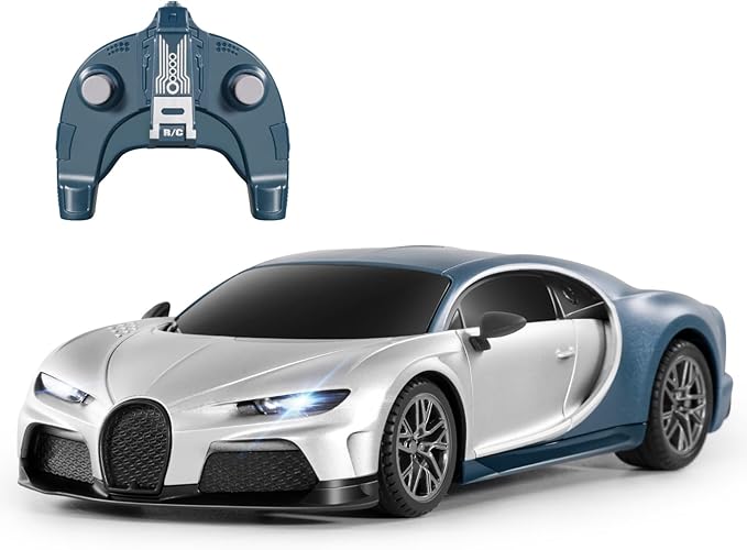 MIEBELY Remote Control Car - 1/24 Scale Fast Rc Race Car, Bugatti Chiron 3.7V 500 mAh Toys with Headlight, Racing Hobby Model Birthday Ideal Gifts for Adults Kids Boys Age 6 7 8 9 10 Year Old