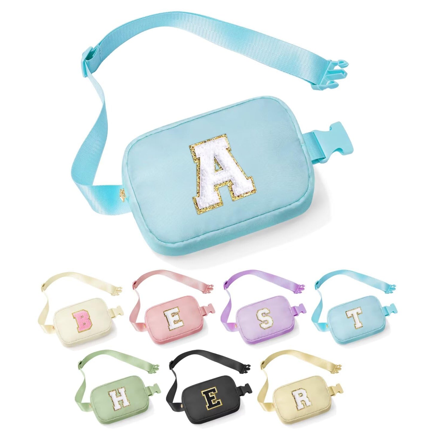 YOOLIFE Gifts for Girls Teen Girls Birthday Gifts - Personalized Gifts for Women, Gifts for Daughter Sister Friends, Blue Initial Crossbody Bag Belt Bag A