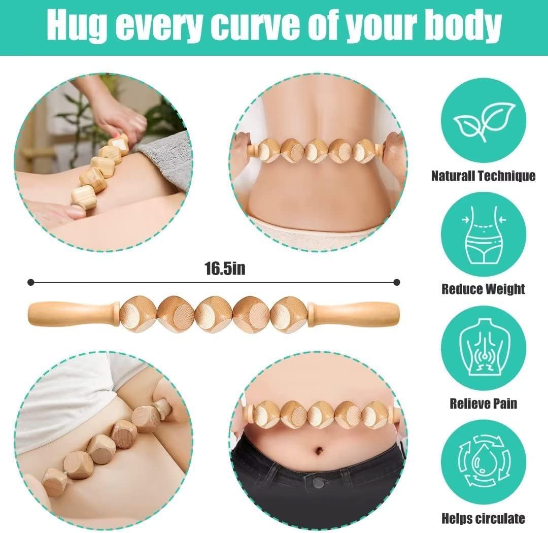 10-in-1 Wood Therapy Massage Tools Massager Wooden Massager for Body Shaping Massage Tool Set Wood Therapy Tools for Relieving Muscle Pain Body Lymphatic Drainage Massager