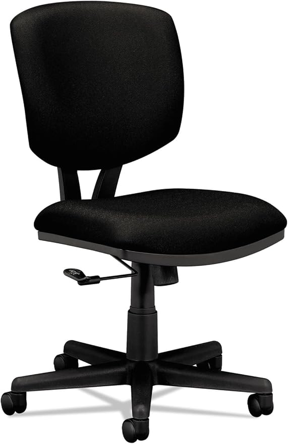 HON Volt Armless Office Chairs with Wheels, Ergonomic Adjustable Center-Tilt Recline, Fabric Back and Seat, Swivel Desk Ch...