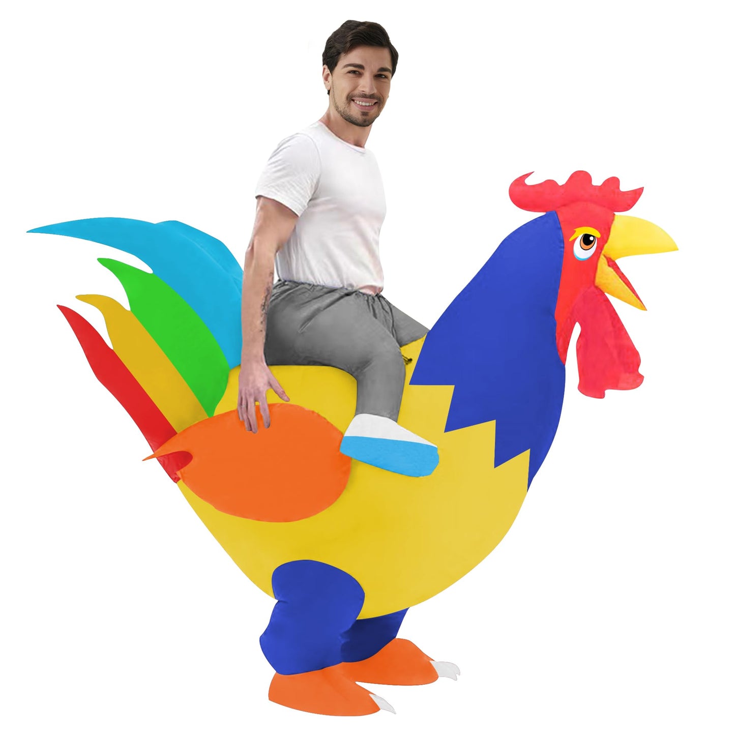 DeHasion 2 Packs Fancy Dress Inflatable Rooster Costume Adult Blow-up Outfit for Adult/Halloween/Canival (Rooster*2)