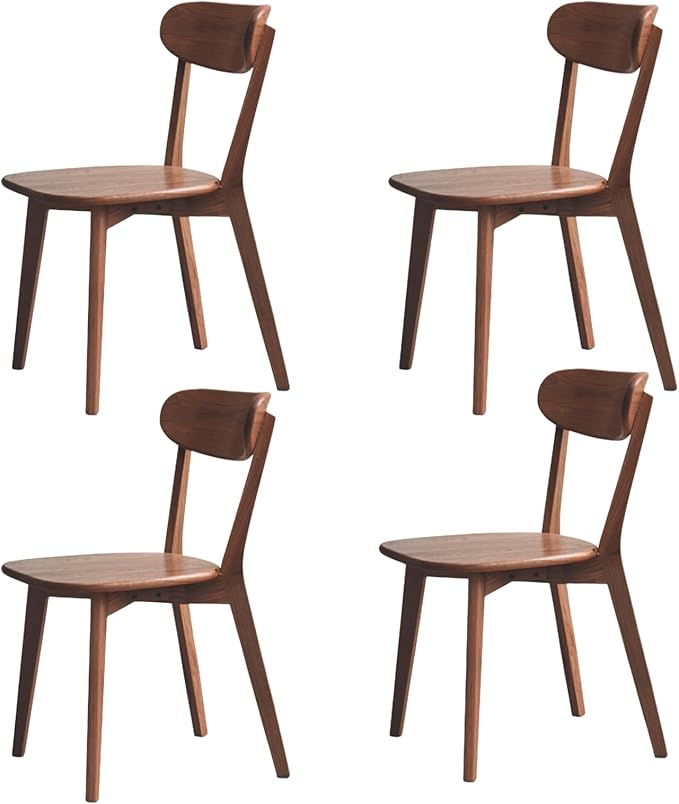 Hymus 100% Solid Oak Wood Dining Room Chairs - Practical Kitchen Chairs for Dining Room, Kitchen, Living Room (4, Walnut)