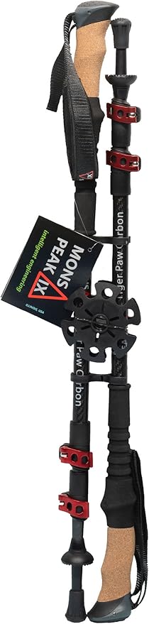 Mons Peak IX Tiger Paw Carbon Fiber Trekking Poles for Hiking Trekking Walking Snowshoeing - Cork Grip Ultralight Collapsi...