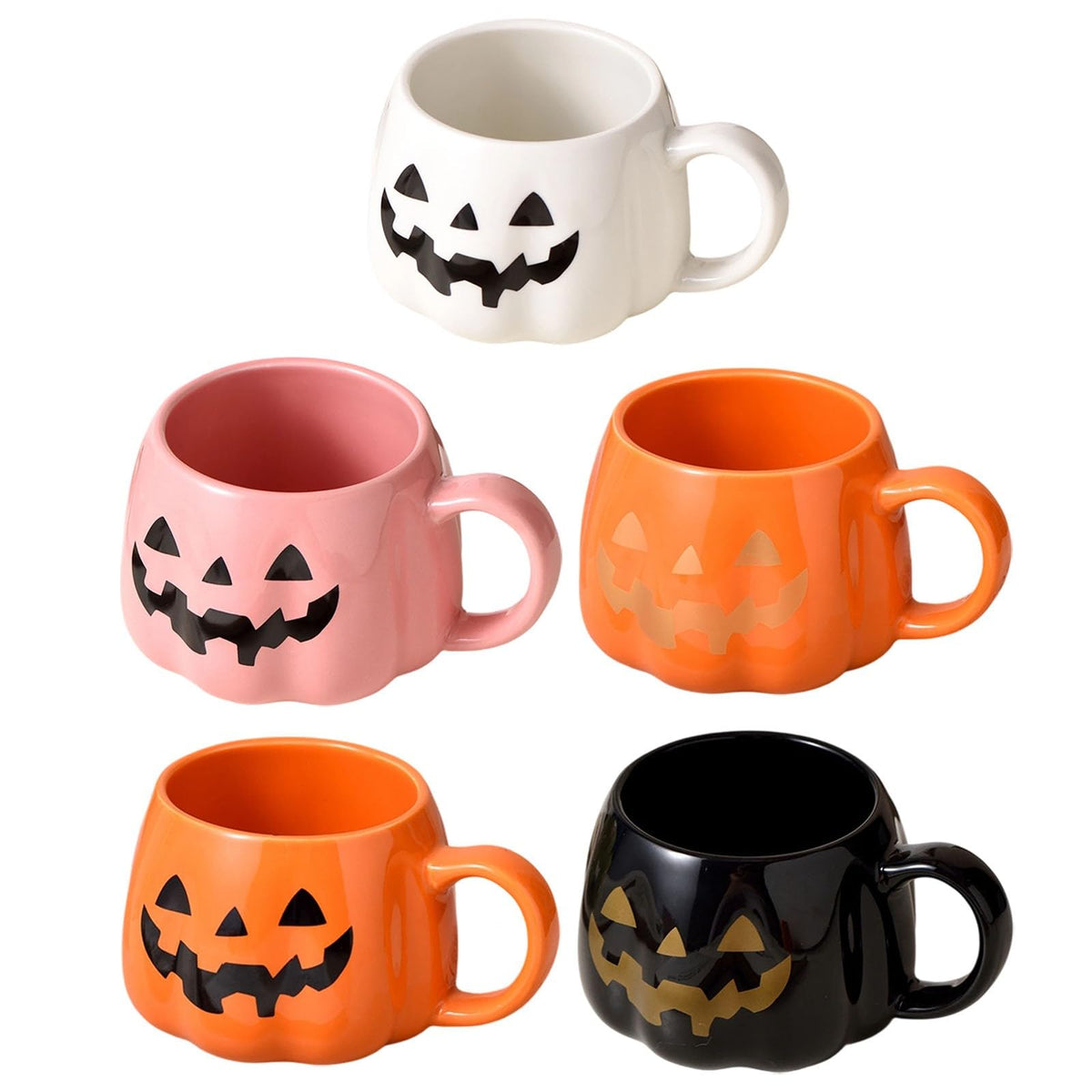 Halloween Pumpkin Mugs Coffee Mug Tea Cup Cute Expression Decorative Cups Birthday Tabletop Drinkware Gifts for Adults Kids Women (Orange1)