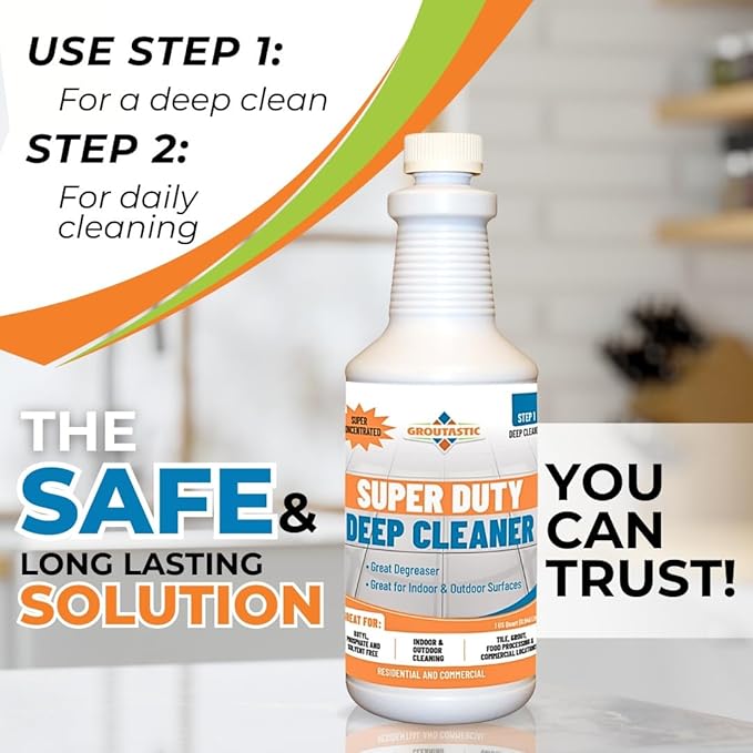 Super Duty Degreaser – Heavy Duty Tile & Grout Cleaner for Kitchens, Bathrooms & Floors – Removes Grease, Soap Scum & Deep Stains – Non-Corrosive Concentrate