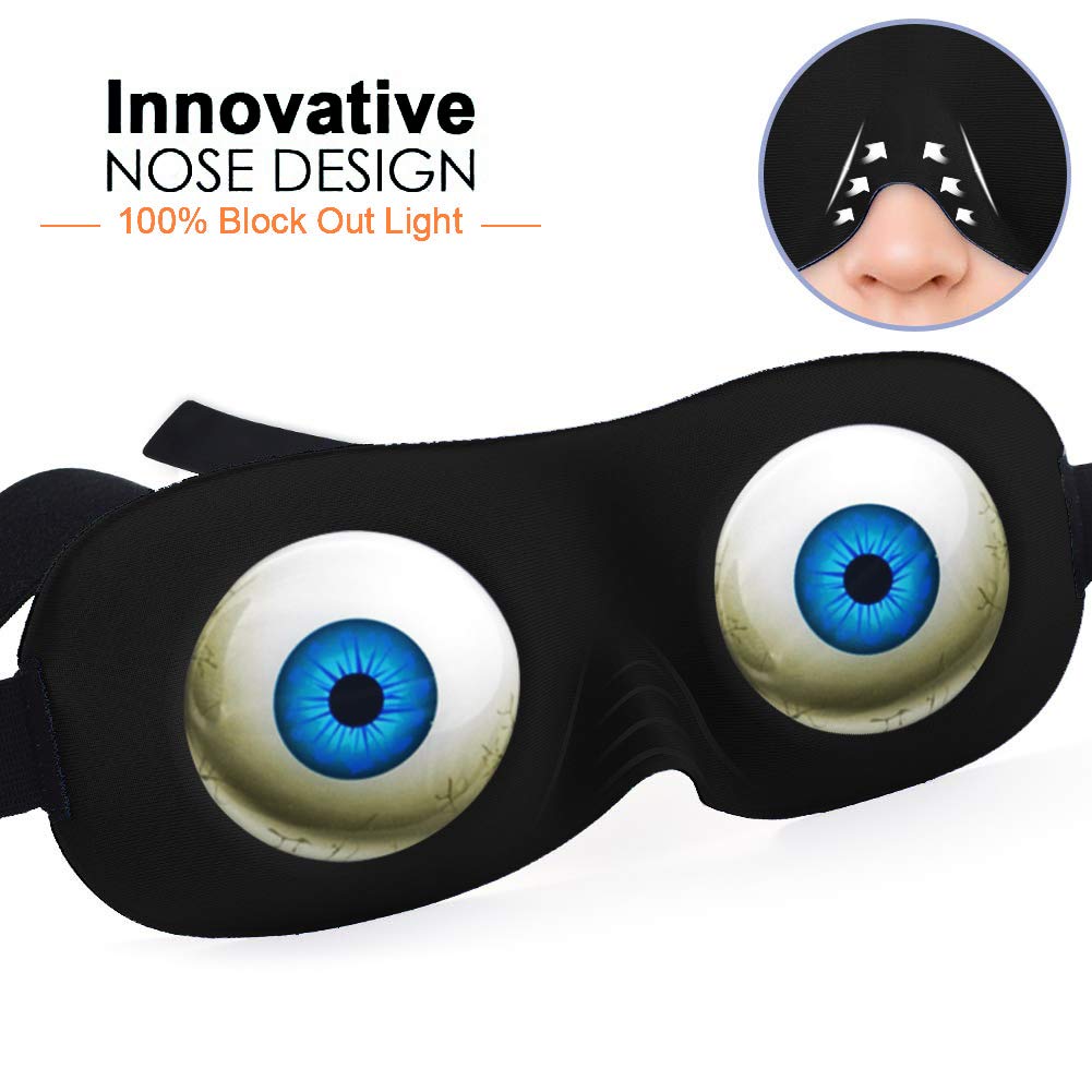 Tphon Eye Sleep Mask Funny Blindfold for Women Men Kid, Upgraded 3D Contoured 100% Blackout Sleeping Mask with Adjustable Strap, Soft Night Blindfold Eye Shades for Travel Naps Shift Works Games