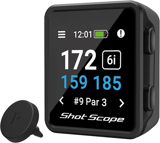 Shot Scope H4 GPS Handheld with Shot Tracking - F/M/B Green and Hazard Distances - 36,000+ pre-Loaded Courses - 100+ Stati...