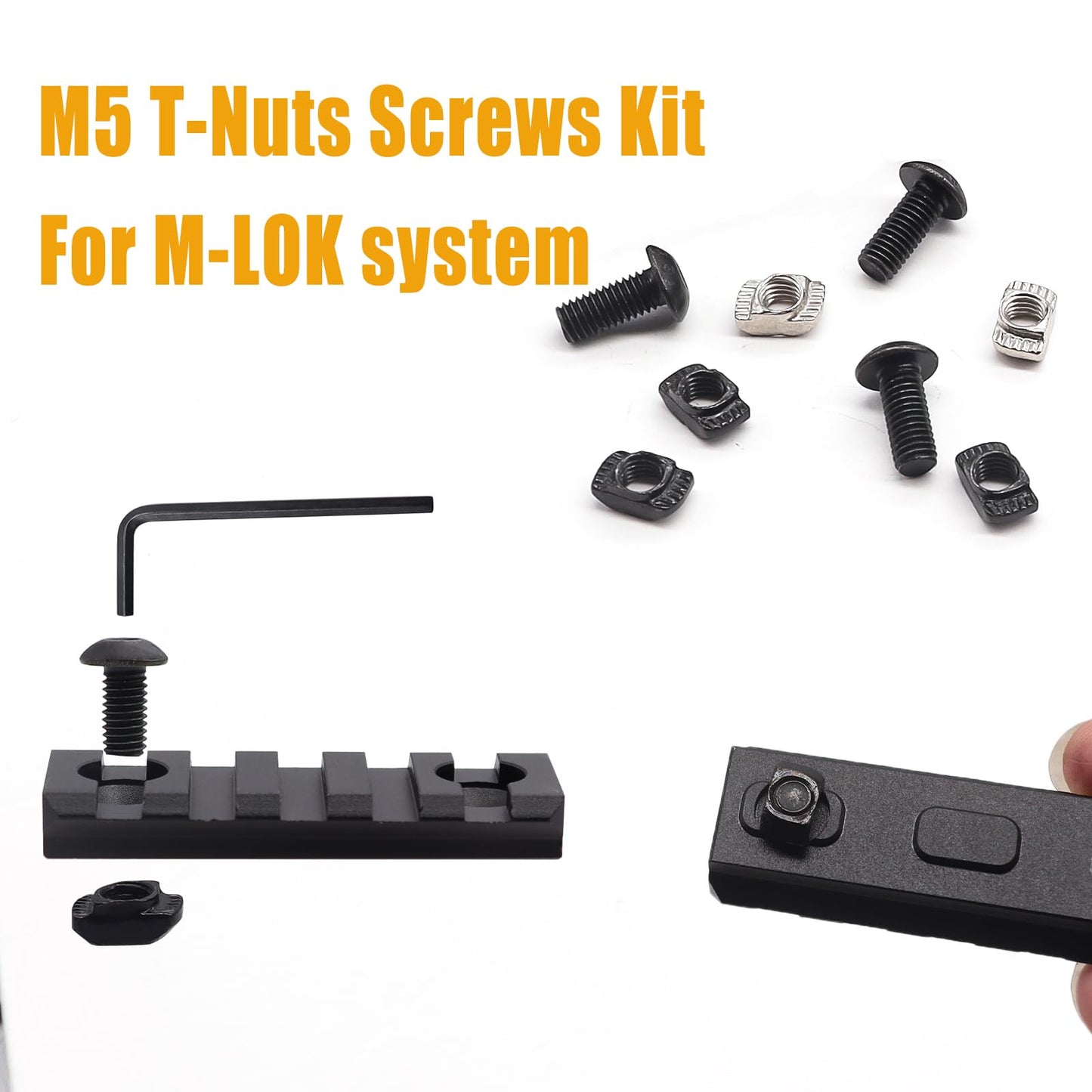 weideer 260PCS M5 T-Nuts Screws Assortment Kit,Compatible with Rail Mount,Replacement for M-Lok Nut Screw,M5 Nut and Bolt Assortment Sets for 2020 Series Standard Aluminum Profile