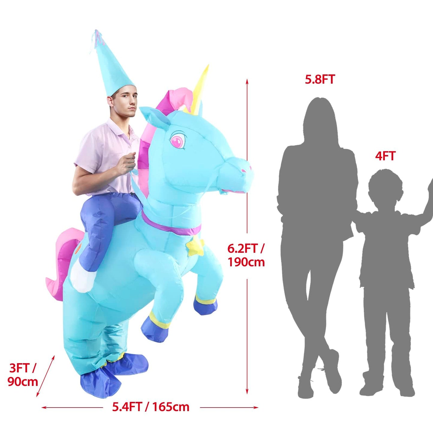 HZGDEJTG Riding Unicorn Inflatable Suit Blue Adult Style, Best Decoration for Party, Gathering, Holiday Celebration, Halloween and other festivals