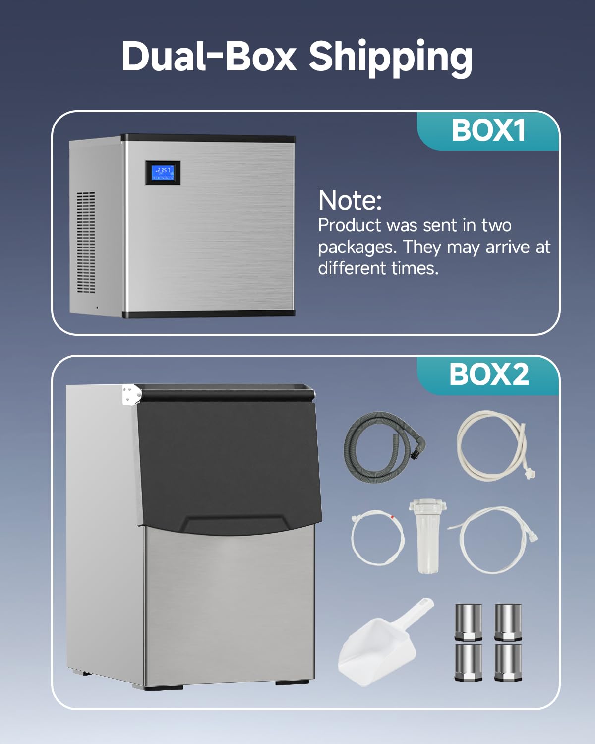 EUHOMY Commercial Ice Maker Machine, 550 lbs/24H Industrial Ice Machine with 300 lbs Storage Bin, SECOP Compressor, ETL Certified Stainless Steel Ice Maker for Bar, Cafe & Restaurant