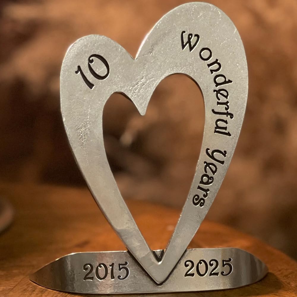 English Pewter Company 10th Tenth Tin Ten Year Wedding Anniversary Heart Keepsake Gift Personalised with Your Years [ANN100]