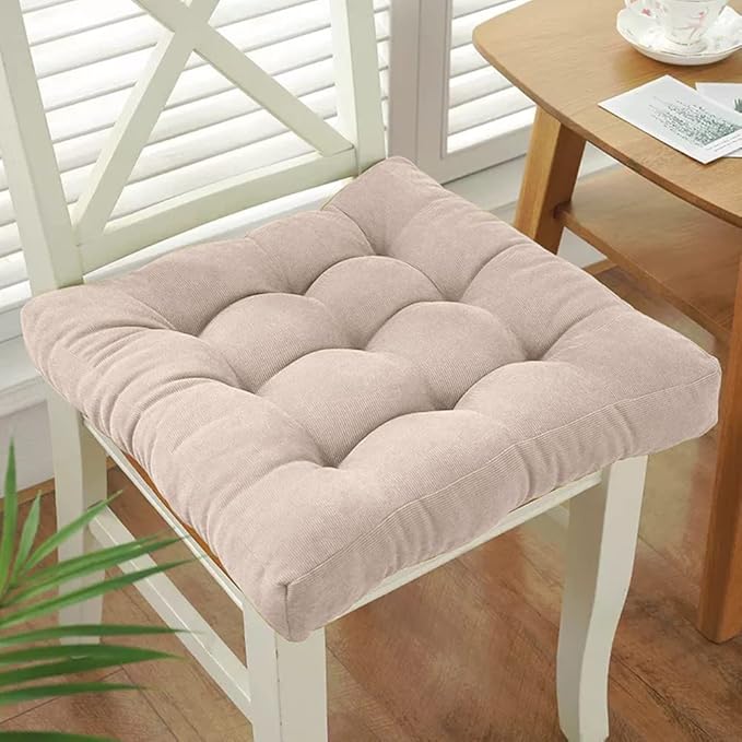 Tiita Indoor/Outdoor Chair Cushions 22" x 22" Seat Pillow Cushion Set of 2 Square Chair Pads for Sitting Patio Garden Floor Throw Pillows, Beige