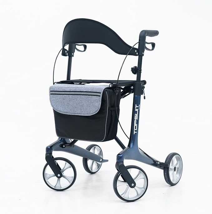 Carbon Fiber Ultralight Rollator Walker for Seniors with Seat & Brakes, Foldable ，7-Level Height ，8" Wheels, 11.5lbs Light...