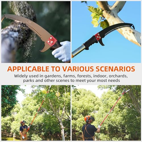 Grefinity Pole Saws for Tree Trimming, 27 FT Manual tree purner with 8 Fiberglass Handles, Sharp steel Blade, Easy to Carr...