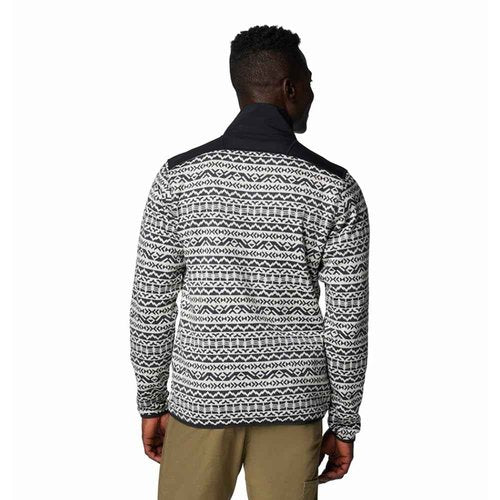 Columbia Men's Sweater Weather Printed Half Zip II, Dark Stone Madras Tonal, Medium