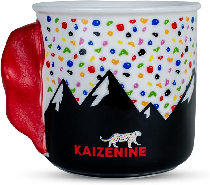 KAIZENINE Rock Climbing Mug Cup Bouldering Finger Strength Gift for Climber Bouldering Coffee Cup Present for Climber Clim...