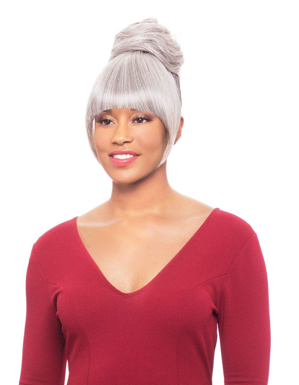 Foxy Silver (Duet04) - Heat Resistant Fiber Bang & Bun in 51