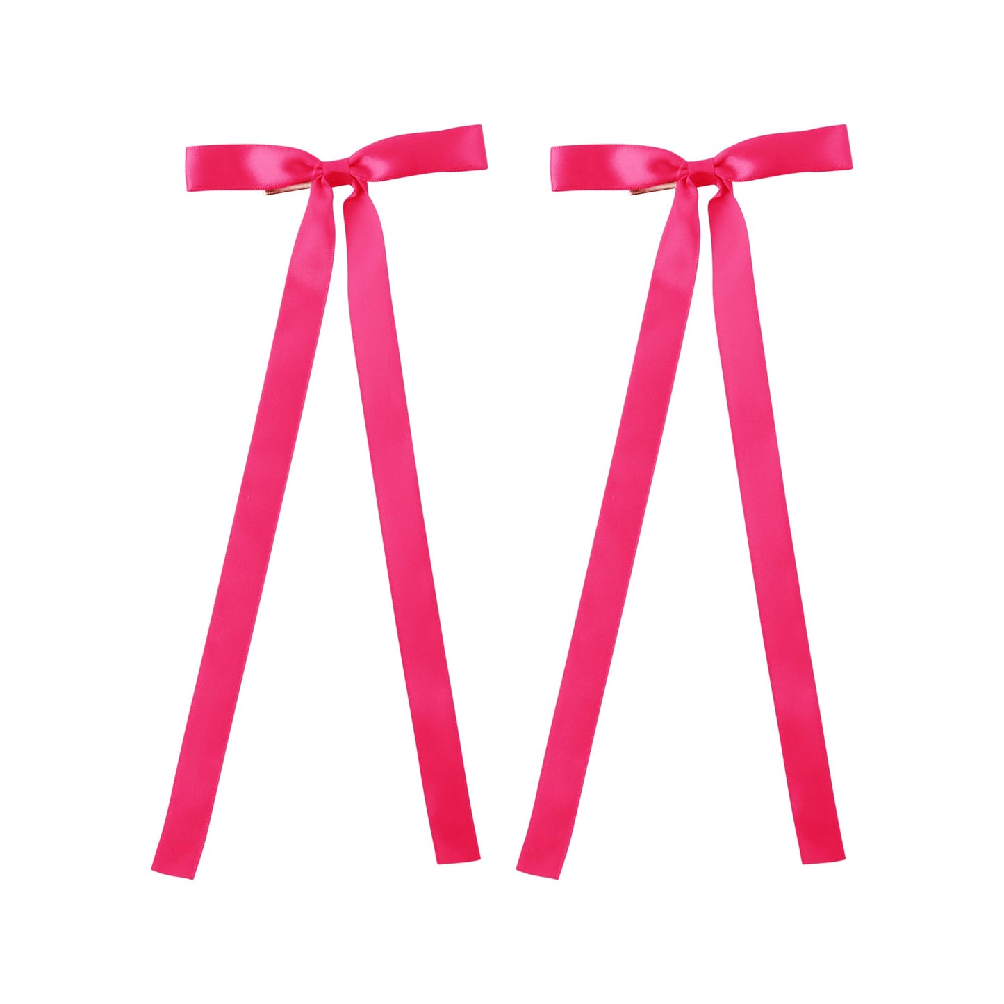 2PCS Silky Satin Hair Bows Hair Clip Ribbon Accessories Ponytail Holder Hair Bow for Women Girls Teens (Hot Pink)
