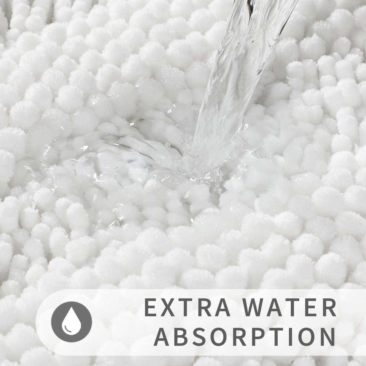 Yimobra Bathroom Rug Mat 24 x 17, Non Slip and Super Absorbent Bath Mat,Machine Washable Quick Dry,Ultra Plush Chenille Shower Rugs for Bathroom Floor Sink Tub and Shower Outside,White