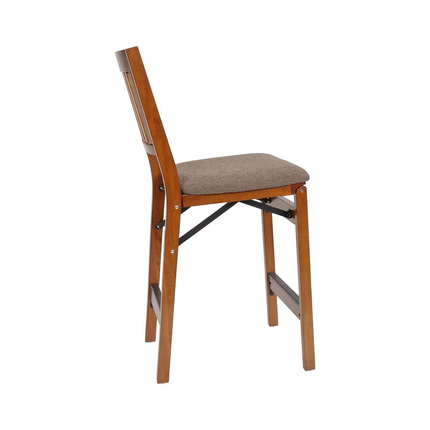 MECO Stakmore Premium Solid Wood Dining Table Counter Stools Set with Fabric Padded Upholstered Seat and Steel Folding Mechanism, Espresso