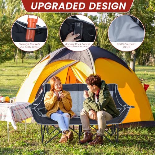 DoCred Heated Double Camping Chair, Heated Folding Camping Chairs Loveseat Outdoor Sports,Heating Oversized Loveseat Chair...