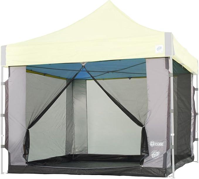 E-Z UP Cube Mesh Canopy Screen Room, Fits 10' x 10' Straight Leg Shelters Eclipse, Enterprise, Pyramid, Vantage Canopies (...