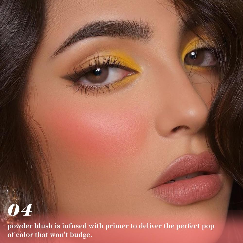 HHLTOH Coral Orange Single Matte Blush for Cheeks Face Blushes Makeup Palette, Natural Orange Monochrome Cream Blushes Palette M