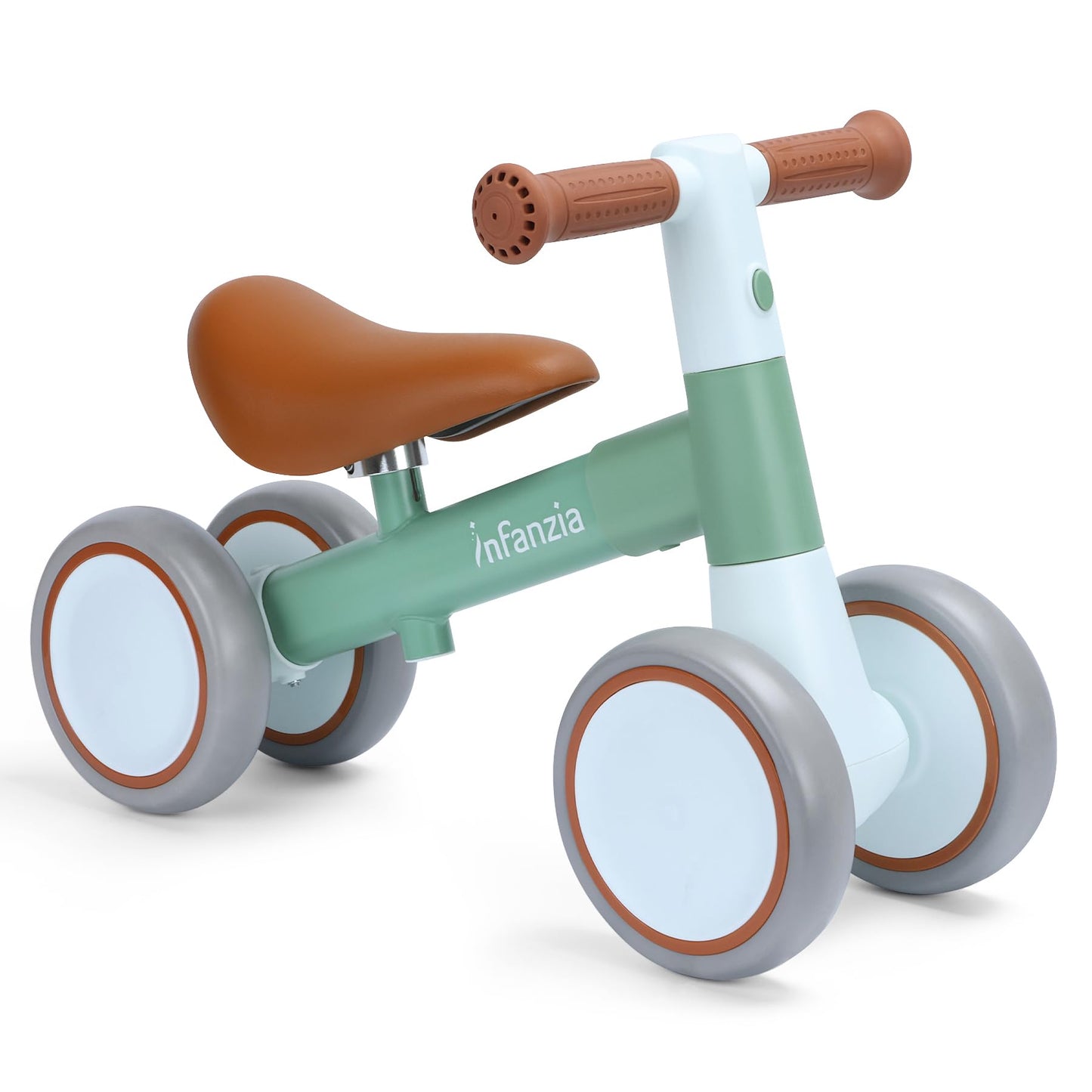 INFANZIA Baby Balance Bike for 12-36 Month Boys Girls, 1 Year Old Toddler First Bike No Pedal with Adjustable Seat, Infant 4 Wheels Bicycle Ride On Toys Kids First Birthday Gifts (Green)