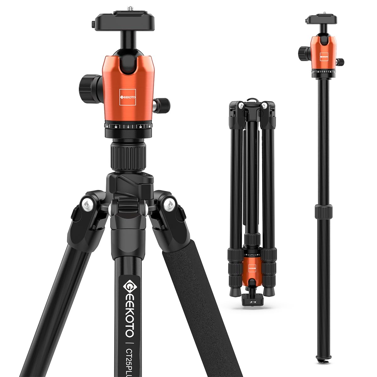 GEEKOTO Camera Tripod,Carbon Fiber Camera Tripod Monopod with 360 Degree Ball Head 1/4 inch Quick Shoe Plate Professional Tripod Load up to 26.5 pounds