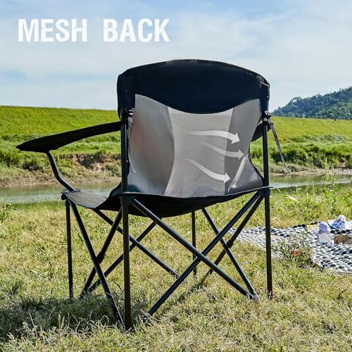 Portal Oversized Camping Chair Big and Tall Folding Camp Chair Portable Lawn Chairs Heavy Duty Foldable XXL Outdoor Campin...